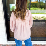 Breezy Gingham Blouse - Camel-200 Fashion Blouses-FATE-July & June Women's Fashion Boutique Located in San Antonio, Texas