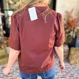 The Brunch Blouse - Brown-200 Fashion Blouses-ENTRO-July & June Women's Fashion Boutique Located in San Antonio, Texas
