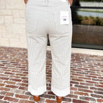 Vervet - Sage Stripe High Rise Cuffed Jeans-400 Pants-VEVERT BY FLYING MONKEY-July & June Women's Fashion Boutique Located in San Antonio, Texas