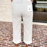 Vervet - Sage Stripe High Rise Cuffed Jeans-400 Pants-VEVERT BY FLYING MONKEY-July & June Women's Fashion Boutique Located in San Antonio, Texas