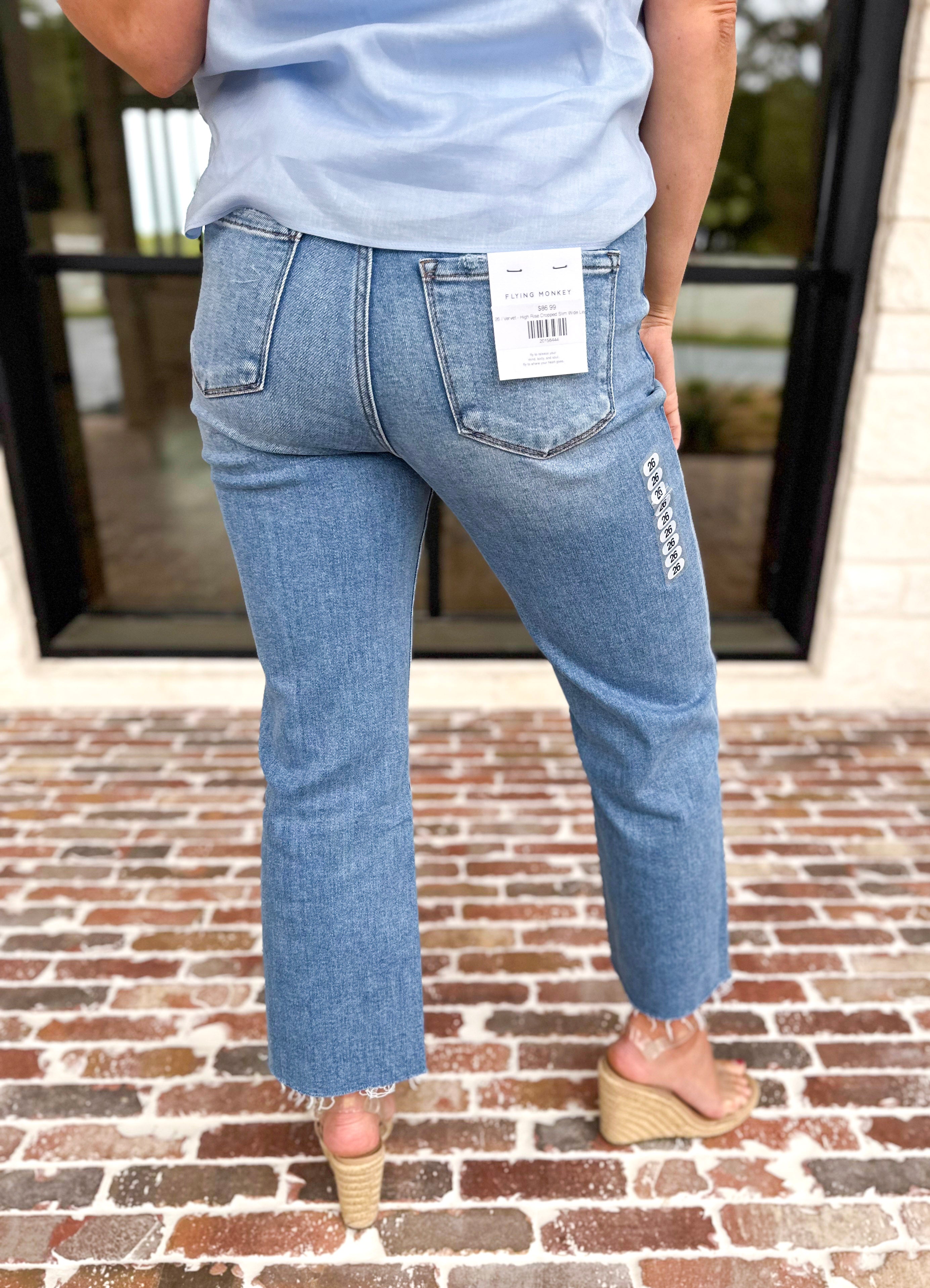 Vervet - High Rise Cropped Slim Wide Leg Jeans-400 Pants-VEVERT BY FLYING MONKEY-July & June Women's Fashion Boutique Located in San Antonio, Texas