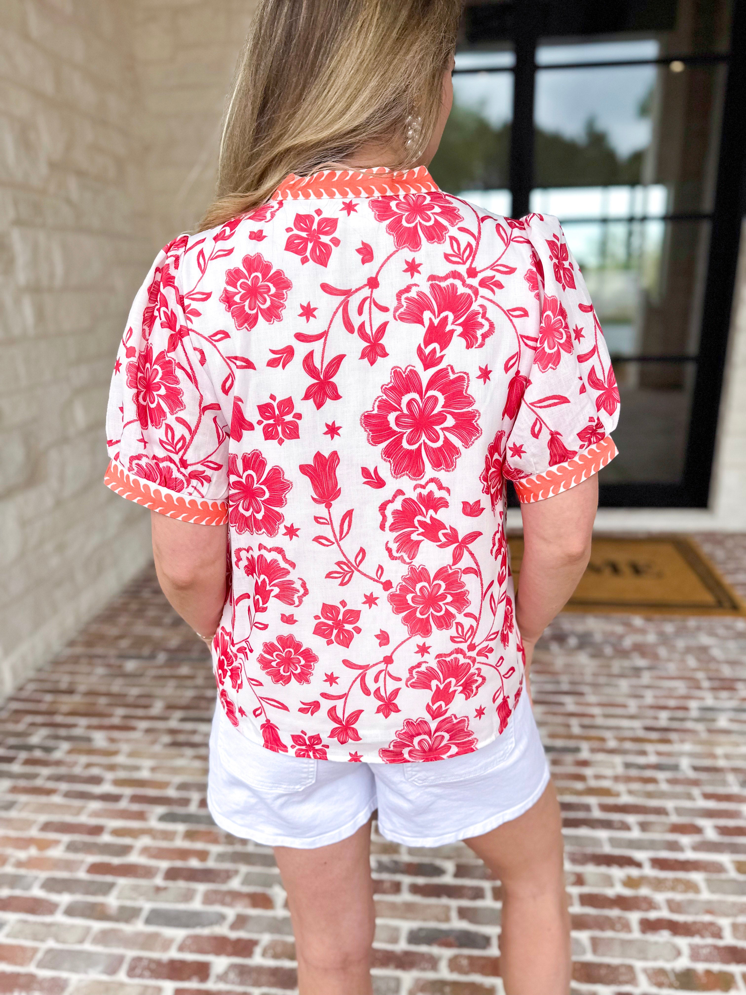 The Anderson Blouse - Red-200 Fashion Blouses-POLOGRAM-July & June Women's Fashion Boutique Located in San Antonio, Texas