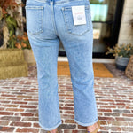 Vervet - Mid Rise Small Cuff Straight Leg Jeans-420 Denim-VEVERT BY FLYING MONKEY-July & June Women's Fashion Boutique Located in San Antonio, Texas
