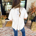 Suede Swing Blouse - Cream-200 Fashion Blouses-FATE-July & June Women's Fashion Boutique Located in San Antonio, Texas