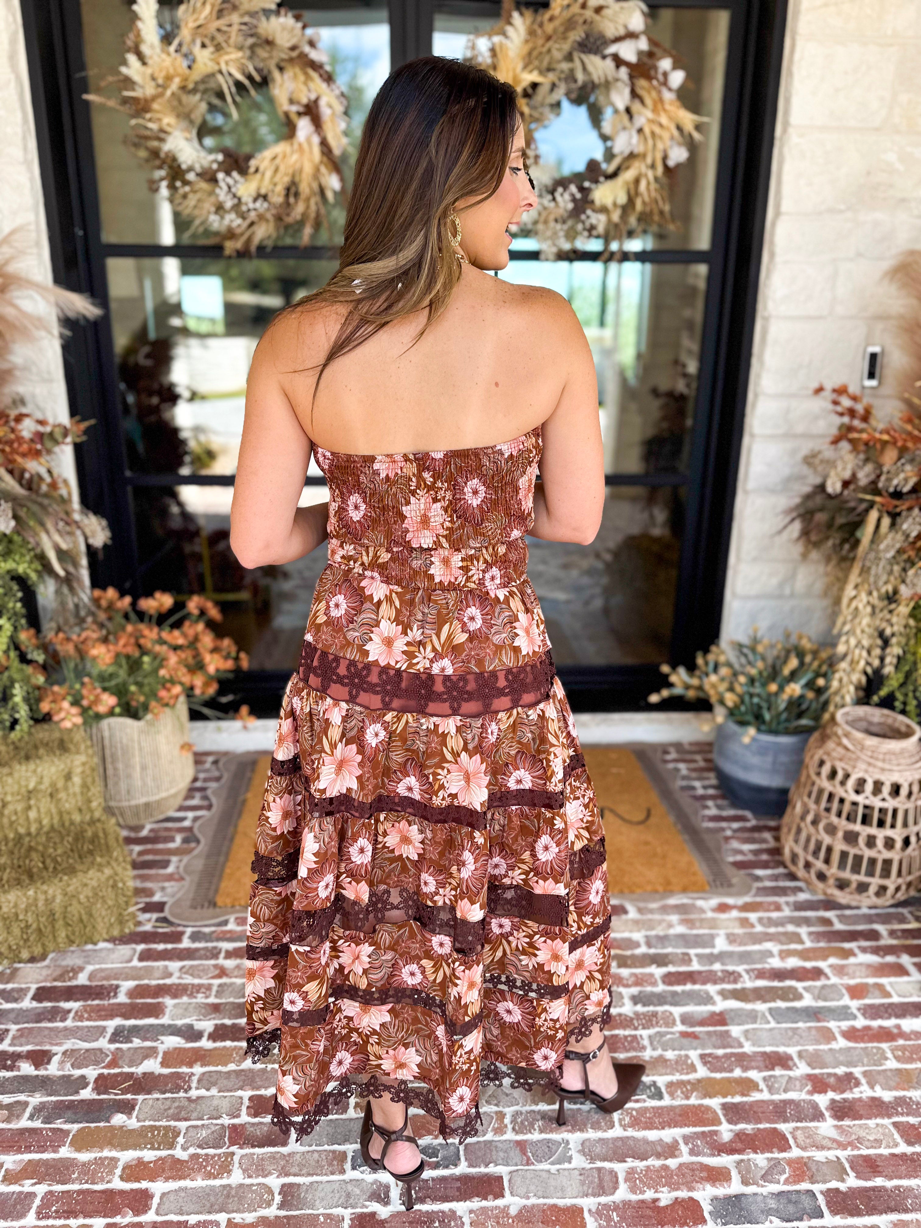 The Lexie Autumn Floral Midi Dress-500 Midi-STRUT & BOLT-July & June Women's Fashion Boutique Located in San Antonio, Texas