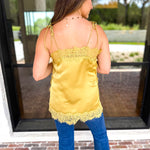 Date Night Lace Cami - Golden-200 Fashion Blouses-ENTRO-July & June Women's Fashion Boutique Located in San Antonio, Texas