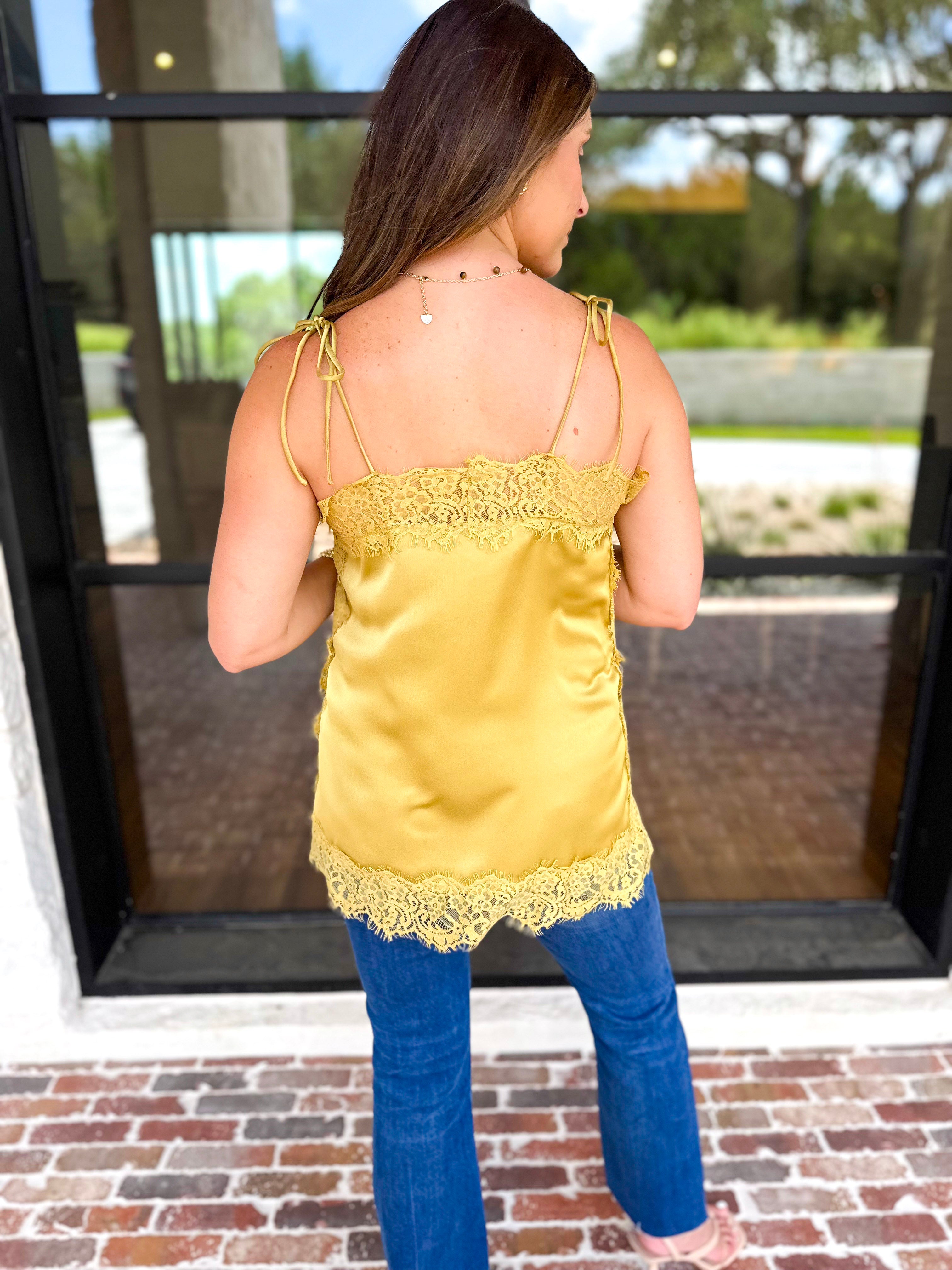 Date Night Lace Cami - Golden-200 Fashion Blouses-ENTRO-July & June Women's Fashion Boutique Located in San Antonio, Texas