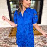 Anna Lace Mini Dress - Royal Blue-510 Mini-JODIFL-July & June Women's Fashion Boutique Located in San Antonio, Texas