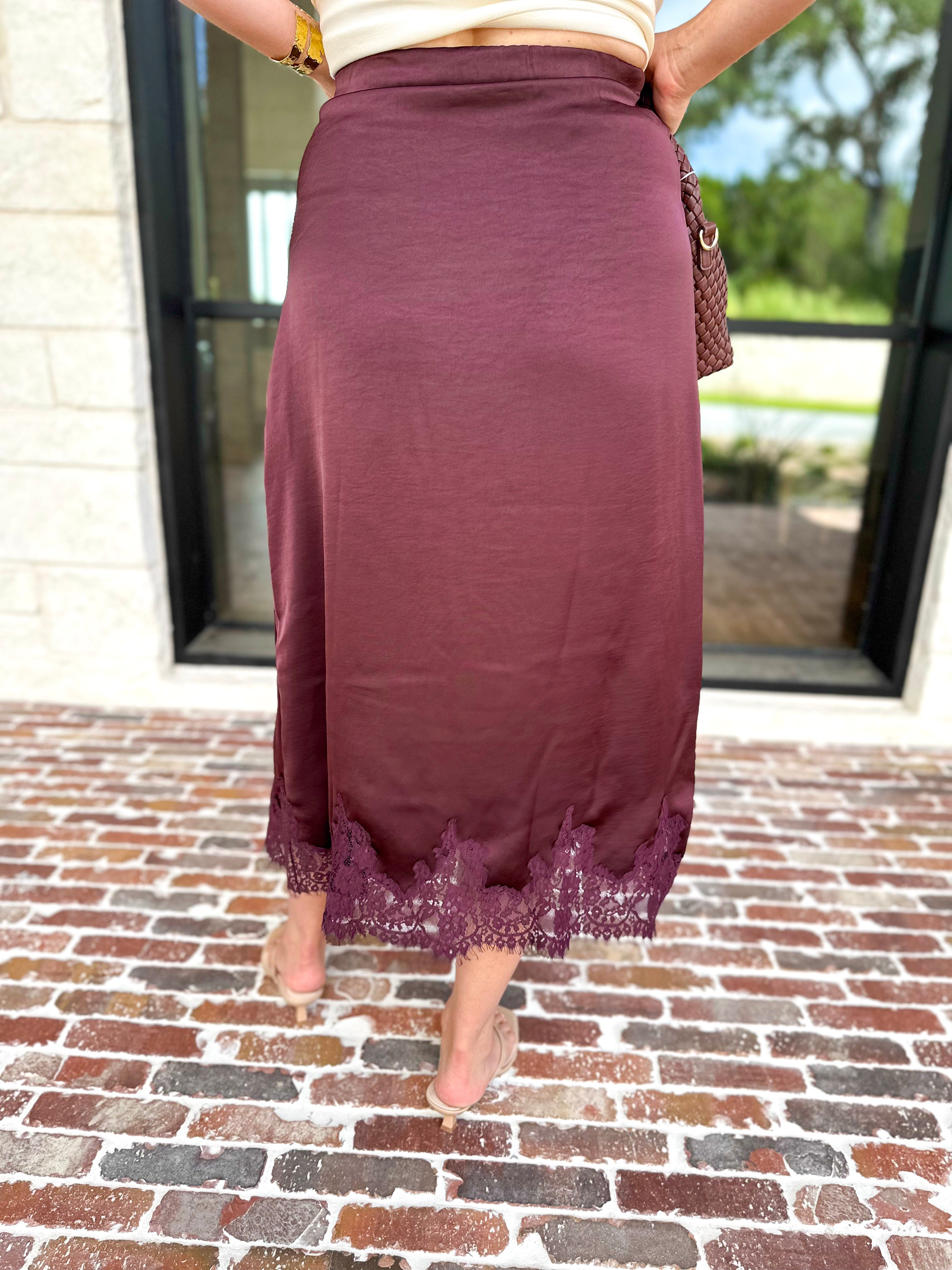 Fall Must Have Midi Skirt - Merlot-410 Shorts/Skirts-ENTRO-July & June Women's Fashion Boutique Located in San Antonio, Texas