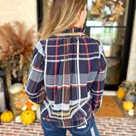 THML - Lightweight Sundown Plaid Blouse-200 Fashion Blouses-THML-July & June Women's Fashion Boutique Located in San Antonio, Texas