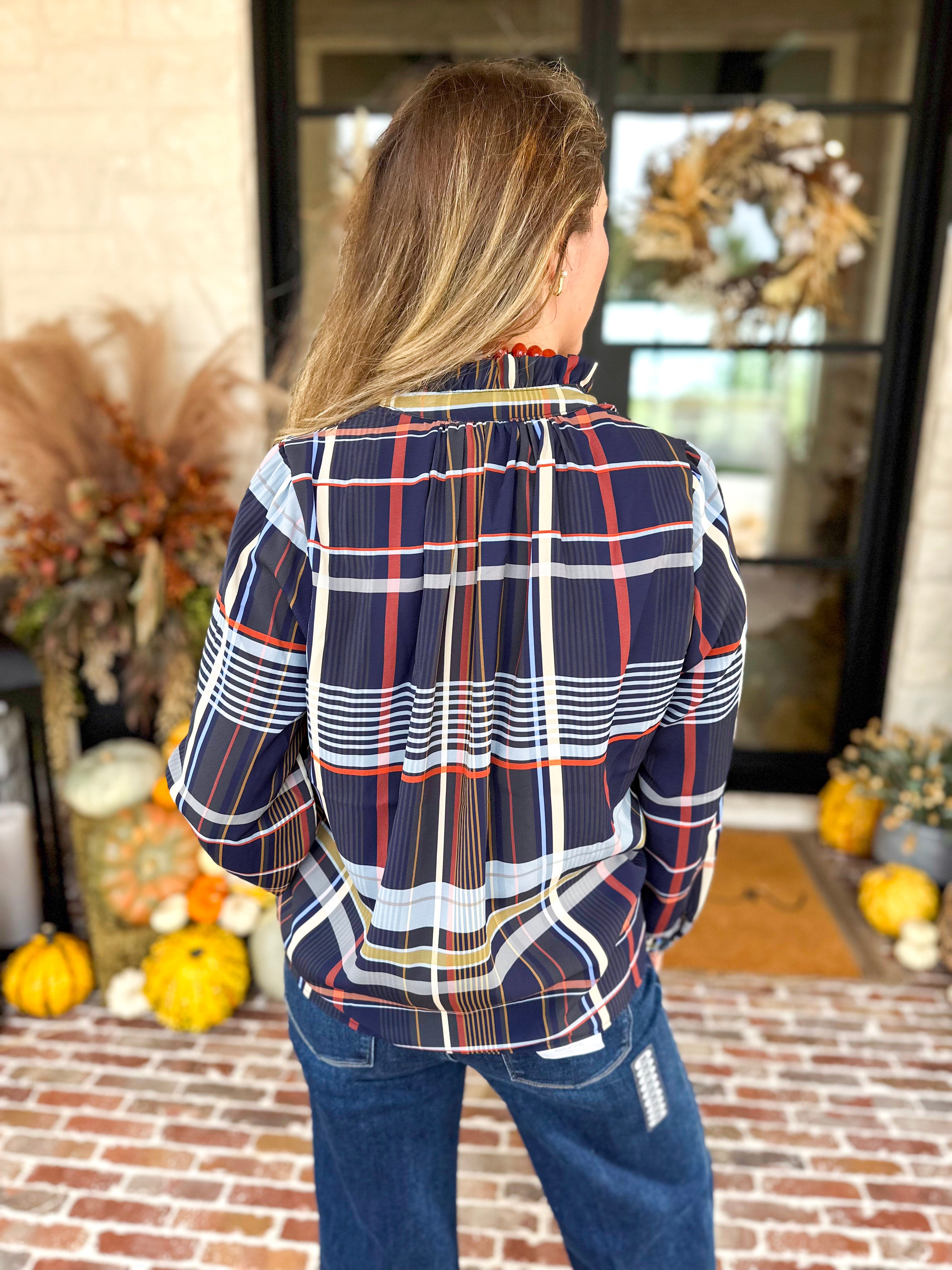 THML - Lightweight Sundown Plaid Blouse-200 Fashion Blouses-THML-July & June Women's Fashion Boutique Located in San Antonio, Texas