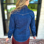 Liverpool - The Dakota Denim Button Down-200 Fashion Blouses-LIVERPOOL JEANS COMPANY-July & June Women's Fashion Boutique Located in San Antonio, Texas