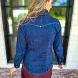 Liverpool - The Dakota Denim Button Down-200 Fashion Blouses-LIVERPOOL JEANS COMPANY-July & June Women's Fashion Boutique Located in San Antonio, Texas