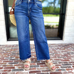 Vervet - Mid Rise Dark Wash Ankle Wide Leg Jeans-420 Denim-VEVERT BY FLYING MONKEY-July & June Women's Fashion Boutique Located in San Antonio, Texas