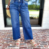 Vervet - Mid Rise Dark Wash Ankle Wide Leg Jeans-420 Denim-VEVERT BY FLYING MONKEY-July & June Women's Fashion Boutique Located in San Antonio, Texas
