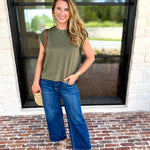 Chic Essentials Top - Olive-210 Casual Blouses-ENTRO-July & June Women's Fashion Boutique Located in San Antonio, Texas