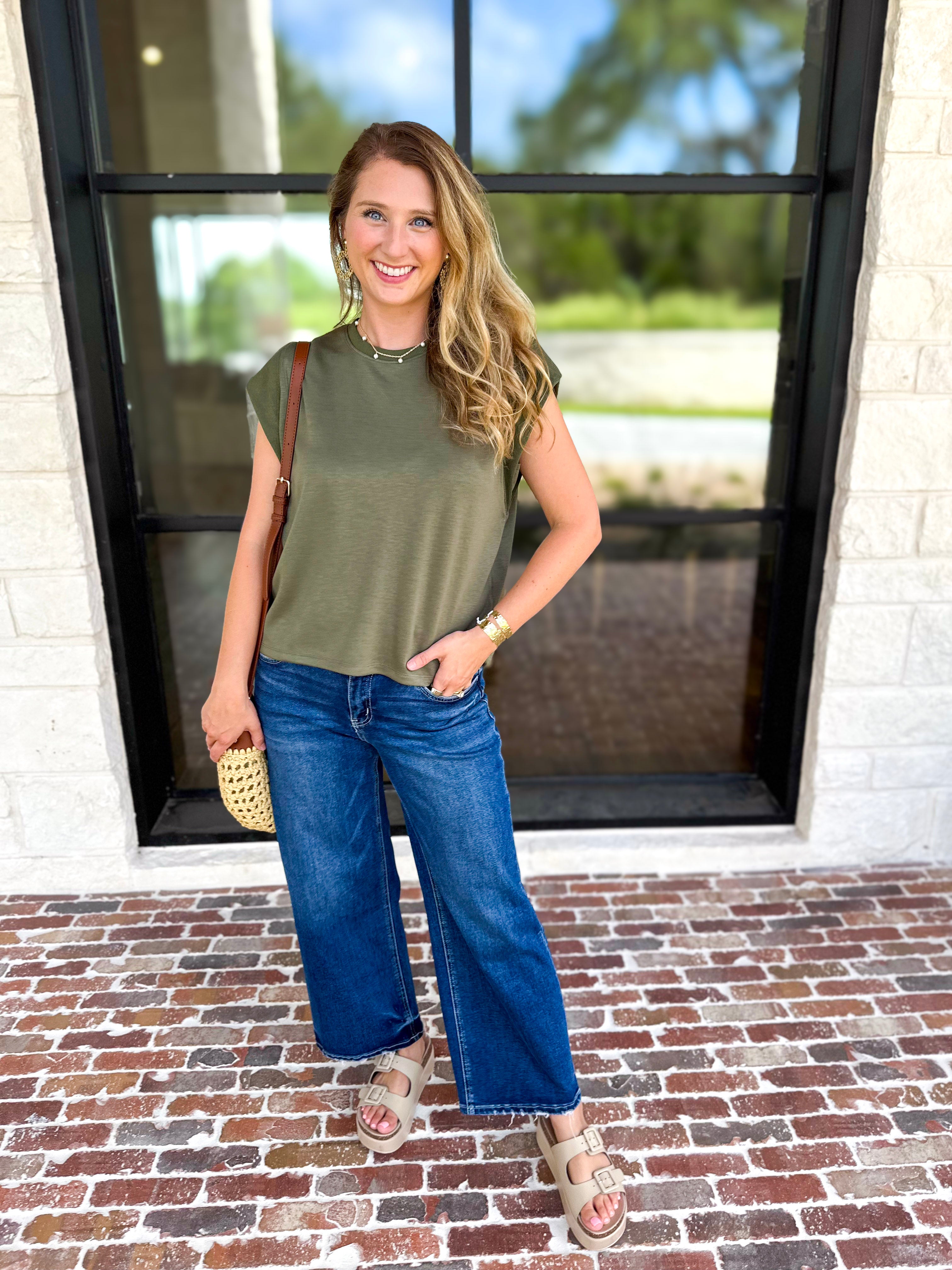 Chic Essentials Top - Olive-210 Casual Blouses-ENTRO-July & June Women's Fashion Boutique Located in San Antonio, Texas
