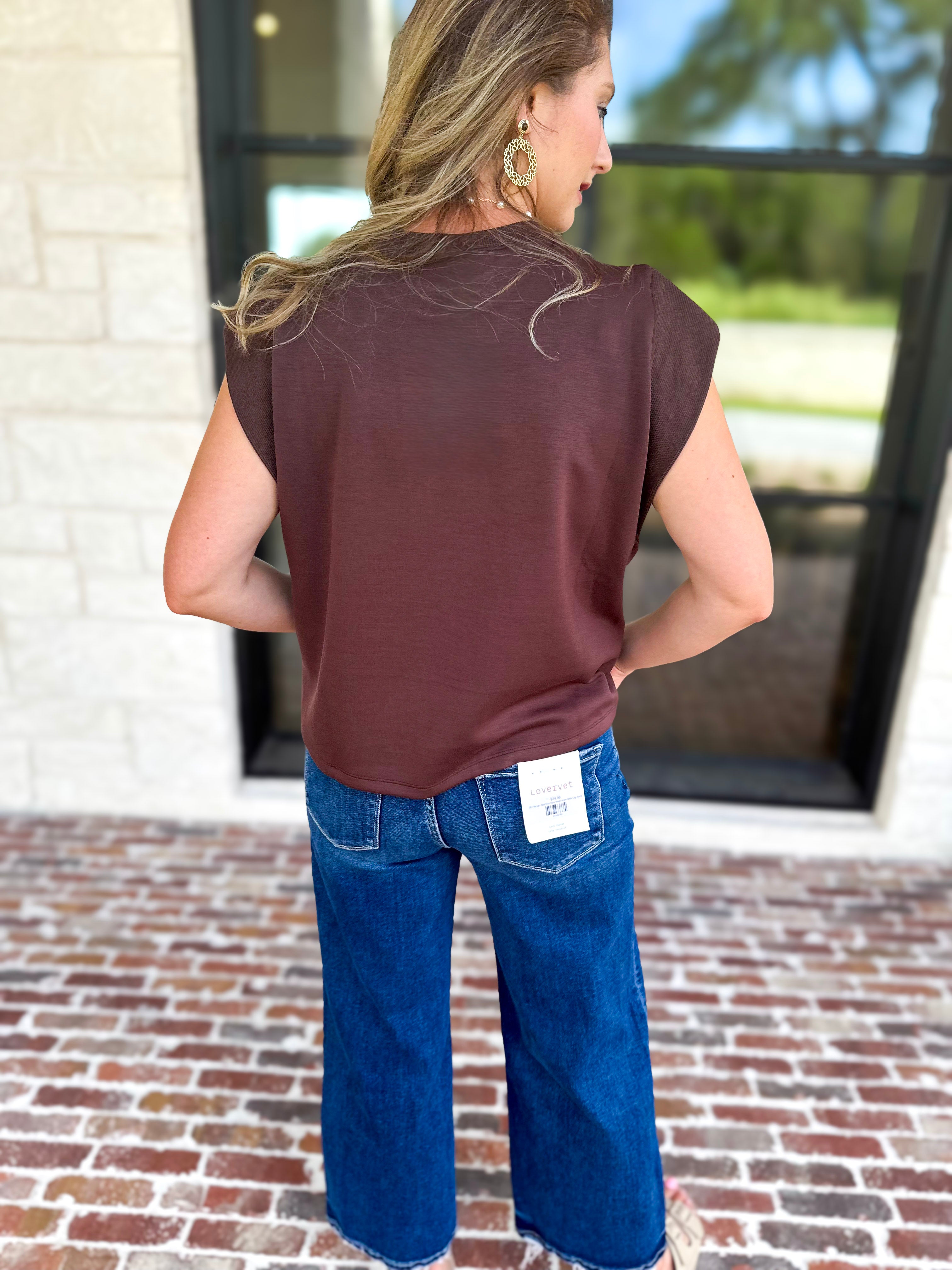 Chic Essentials Top - Espresso-210 Casual Blouses-ENTRO-July & June Women's Fashion Boutique Located in San Antonio, Texas