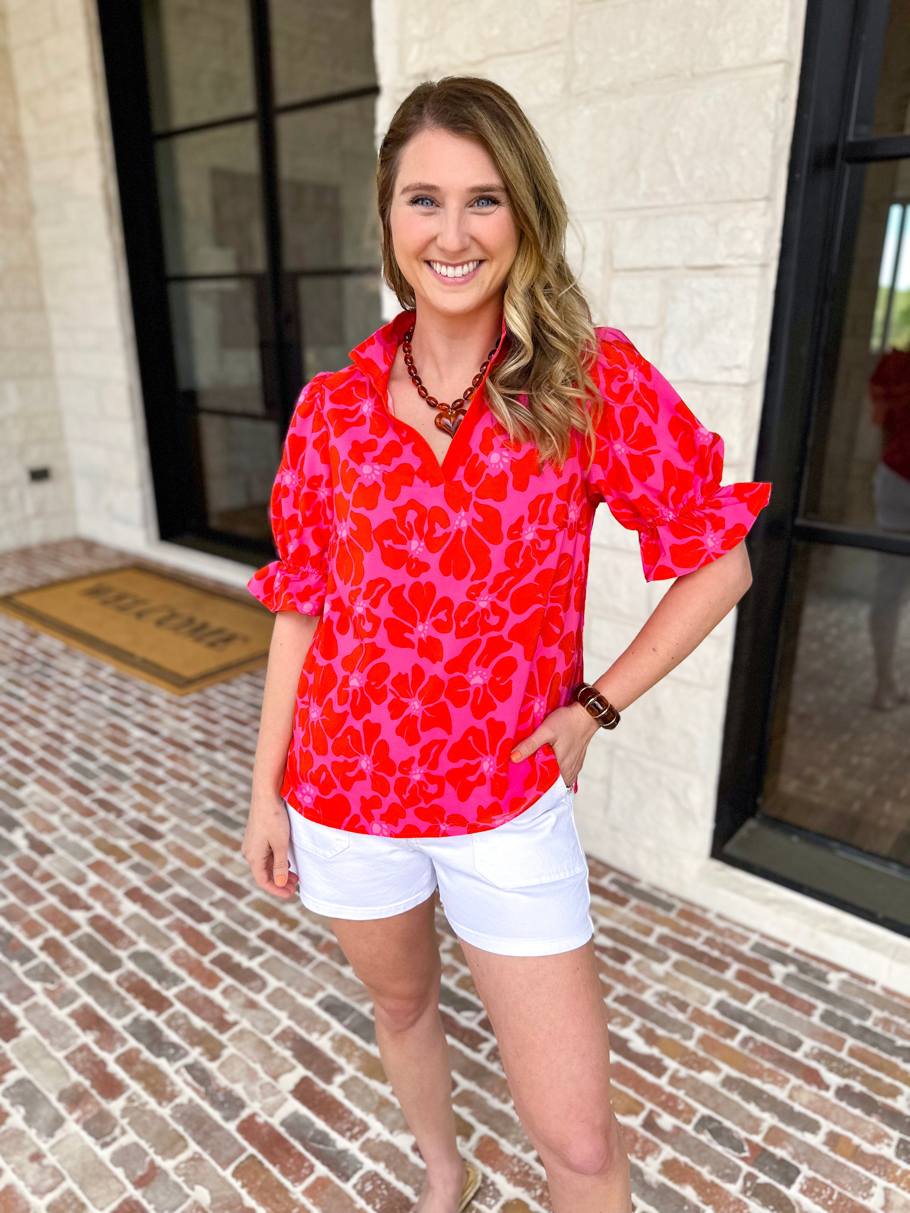 Mary Square - Jessica Blouse - Samba Garden-200 Fashion Blouses-MARY SQUARE-July & June Women's Fashion Boutique Located in San Antonio, Texas