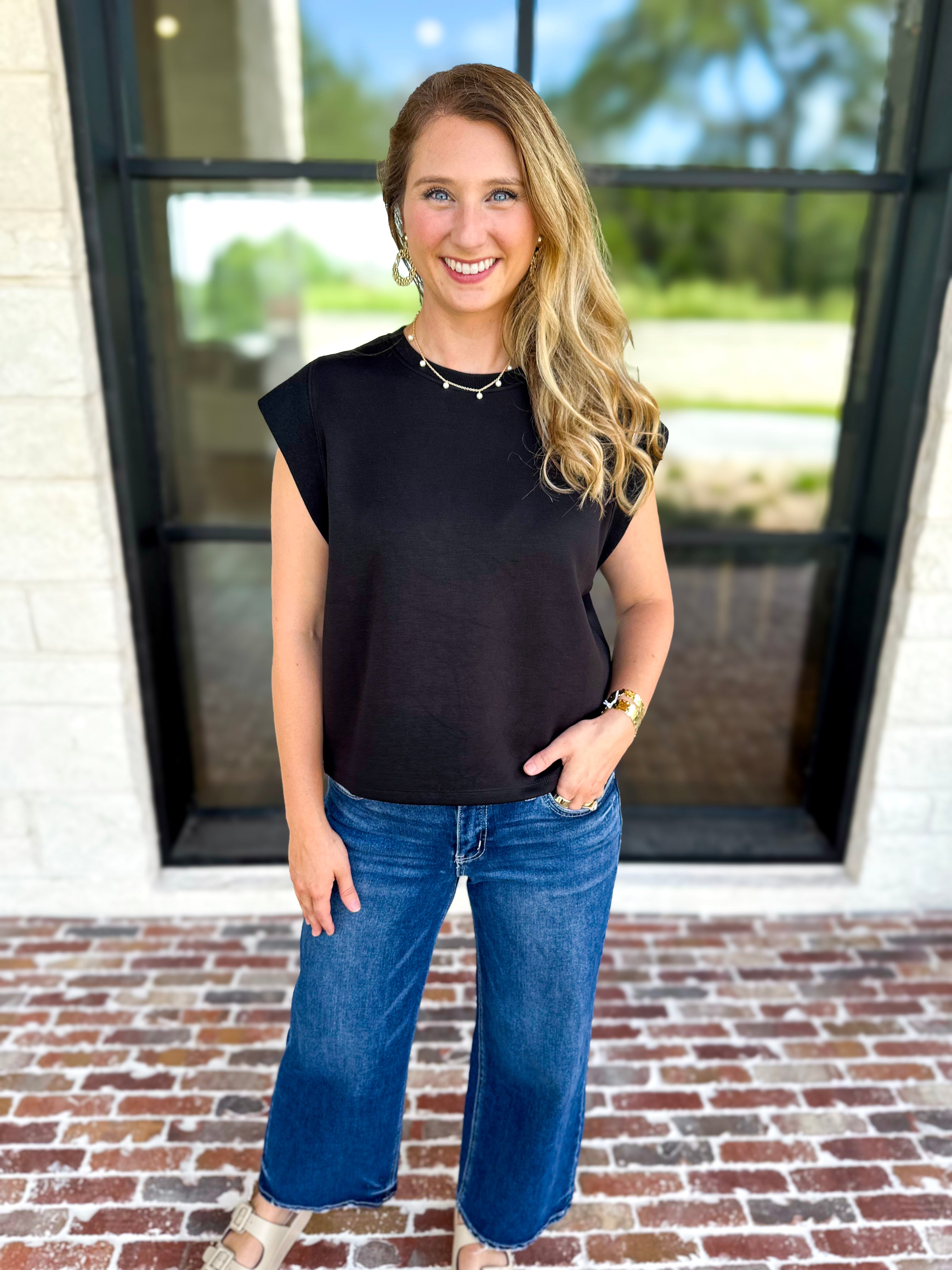 Chic Essentials Top - Black-210 Casual Blouses-ENTRO-July & June Women's Fashion Boutique Located in San Antonio, Texas