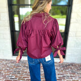 The Campbell Button Down Blouse - Merlot-200 Fashion Blouses-ENTRO-July & June Women's Fashion Boutique Located in San Antonio, Texas