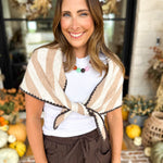 Oatmeal & Brown Triangle Scarf-130 Accessories-SHIRALEAH-July & June Women's Fashion Boutique Located in San Antonio, Texas
