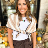 Oatmeal & Brown Triangle Scarf-130 Accessories-SHIRALEAH-July & June Women's Fashion Boutique Located in San Antonio, Texas