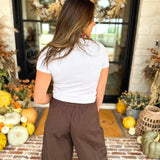 Micro-Ribbed Athleisure Top - Classic White-210 Casual Blouses-MONO B-July & June Women's Fashion Boutique Located in San Antonio, Texas