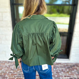 The Campbell Button Down Blouse - Forest-200 Fashion Blouses-ENTRO-July & June Women's Fashion Boutique Located in San Antonio, Texas