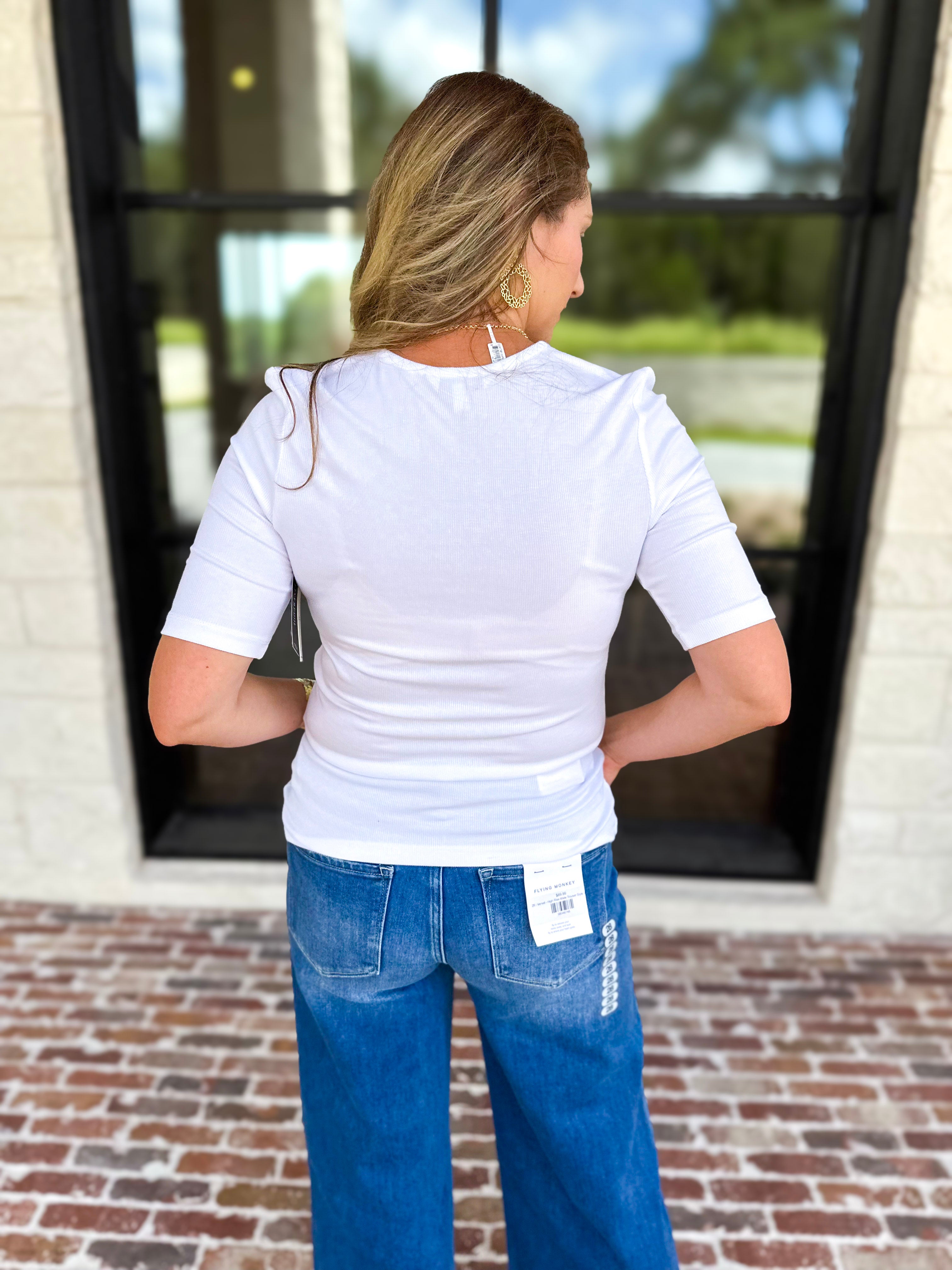 Liverpool - Double Layer V-Neck Top - Ivory-210 Casual Blouses-LIVERPOOL JEANS COMPANY-July & June Women's Fashion Boutique Located in San Antonio, Texas