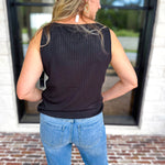 Liverpool - Classic Boatneck Knit Tank - Black-210 Casual Blouses-LIVERPOOL JEANS COMPANY-July & June Women's Fashion Boutique Located in San Antonio, Texas