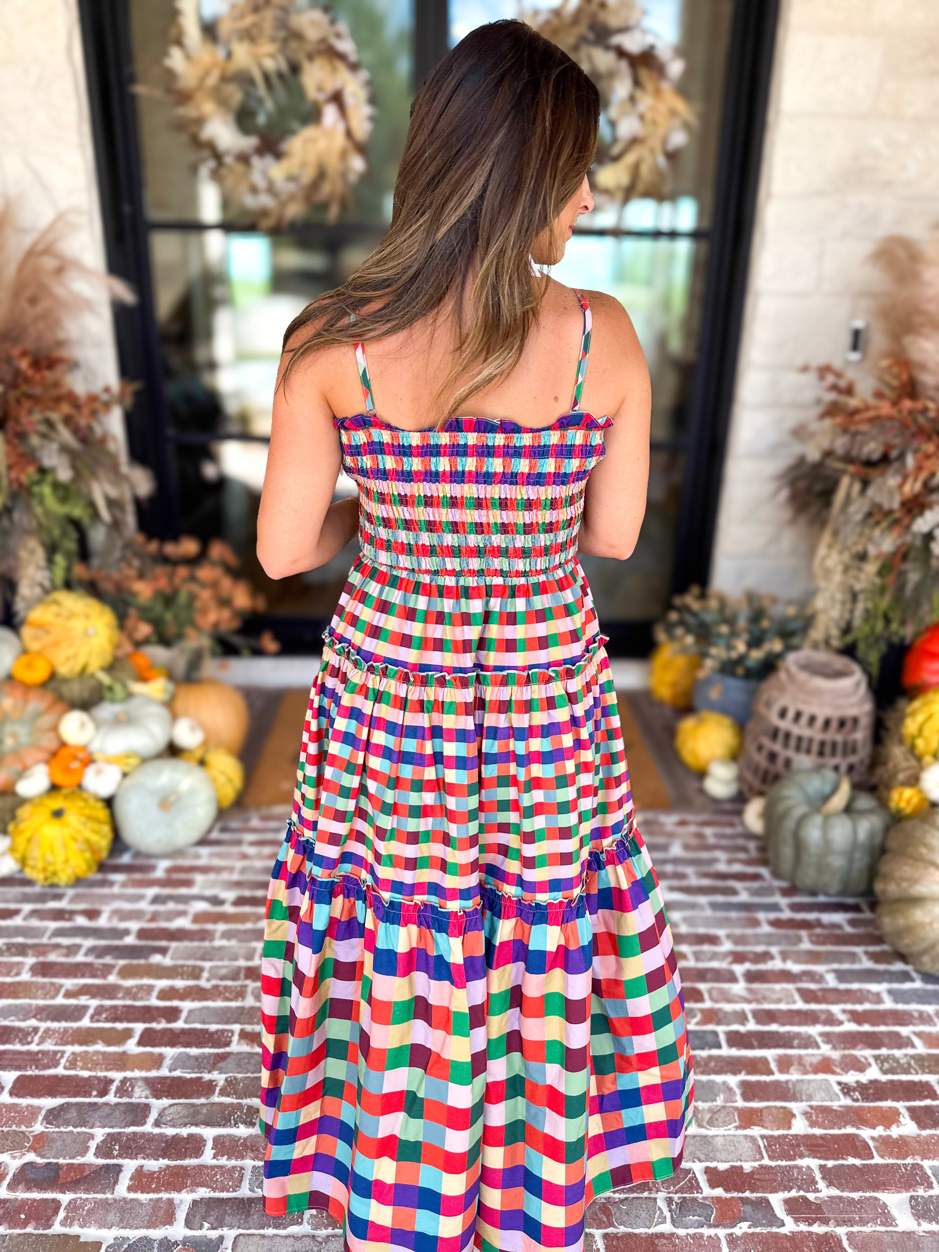 Always Vibrant Gingham Maxi Dress-500 Midi-TCEC-July & June Women's Fashion Boutique Located in San Antonio, Texas