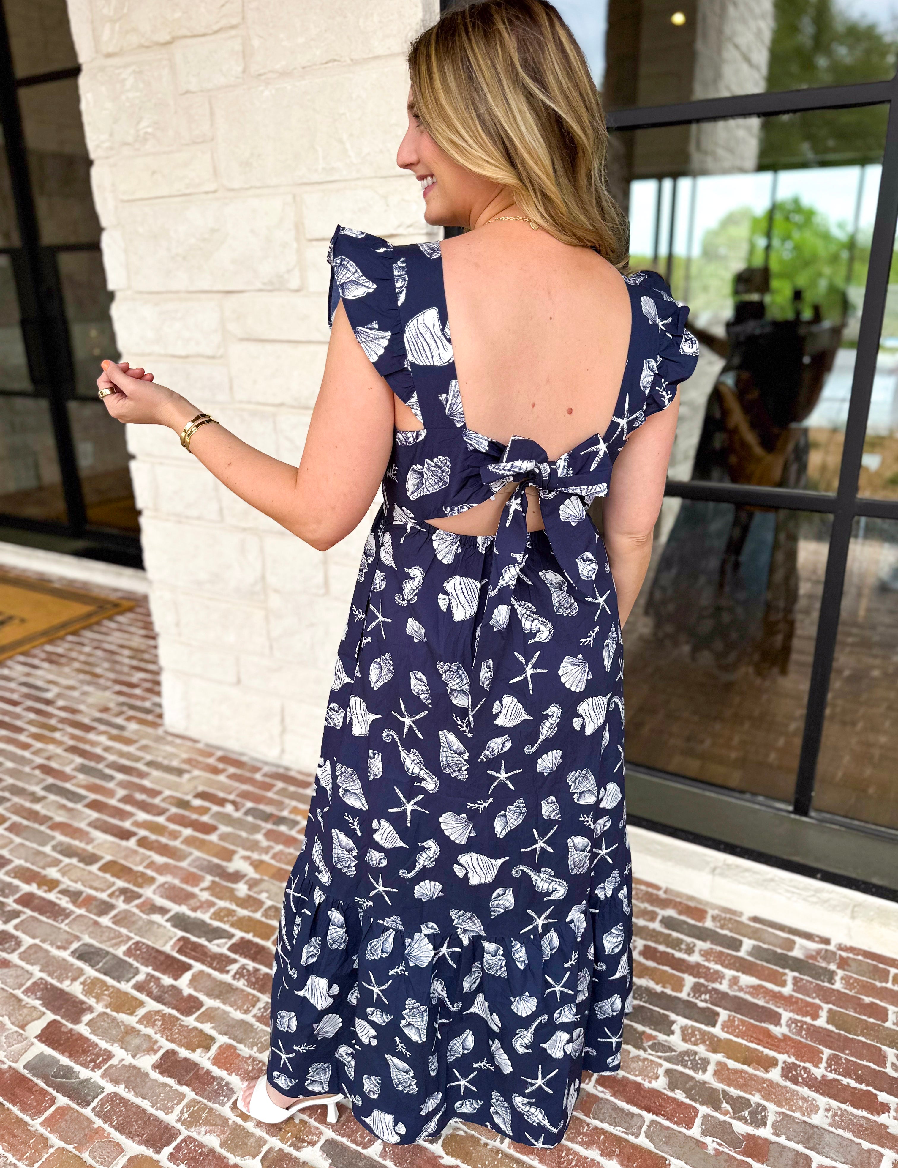 The Shell & Sun Midi Dress-500 Midi-SKIES ARE BLUE-July & June Women's Fashion Boutique Located in San Antonio, Texas