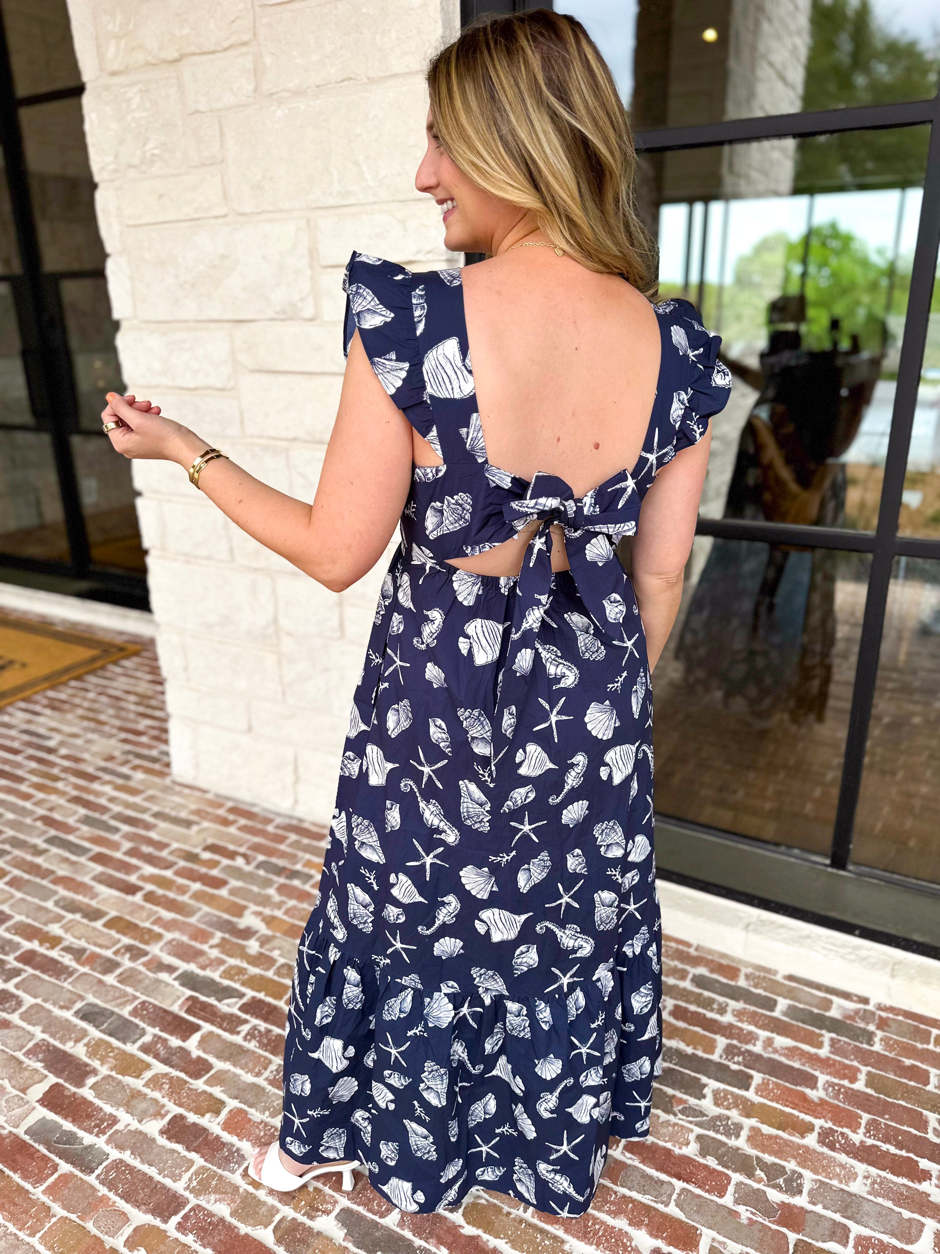 The Shell & Sun Midi Dress-500 Midi-SKIES ARE BLUE-July & June Women's Fashion Boutique Located in San Antonio, Texas