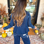 Liverpool - Fit and Flare Denim Jacket-600 Outerwear-LIVERPOOL JEANS COMPANY-July & June Women's Fashion Boutique Located in San Antonio, Texas