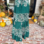 Current Air - Emerald Green Floral Pleated Midi Skirt-410 Shorts/Skirts-CURRENT AIR CLOTHING-July & June Women's Fashion Boutique Located in San Antonio, Texas