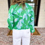 Current Air - Spring Green Floral Blouse-200 Fashion Blouses-CURRENT AIR CLOTHING-July & June Women's Fashion Boutique Located in San Antonio, Texas