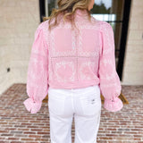 Bloom Where You're Planted Blouse - Pink-200 Fashion Blouses-ENTRO-July & June Women's Fashion Boutique Located in San Antonio, Texas