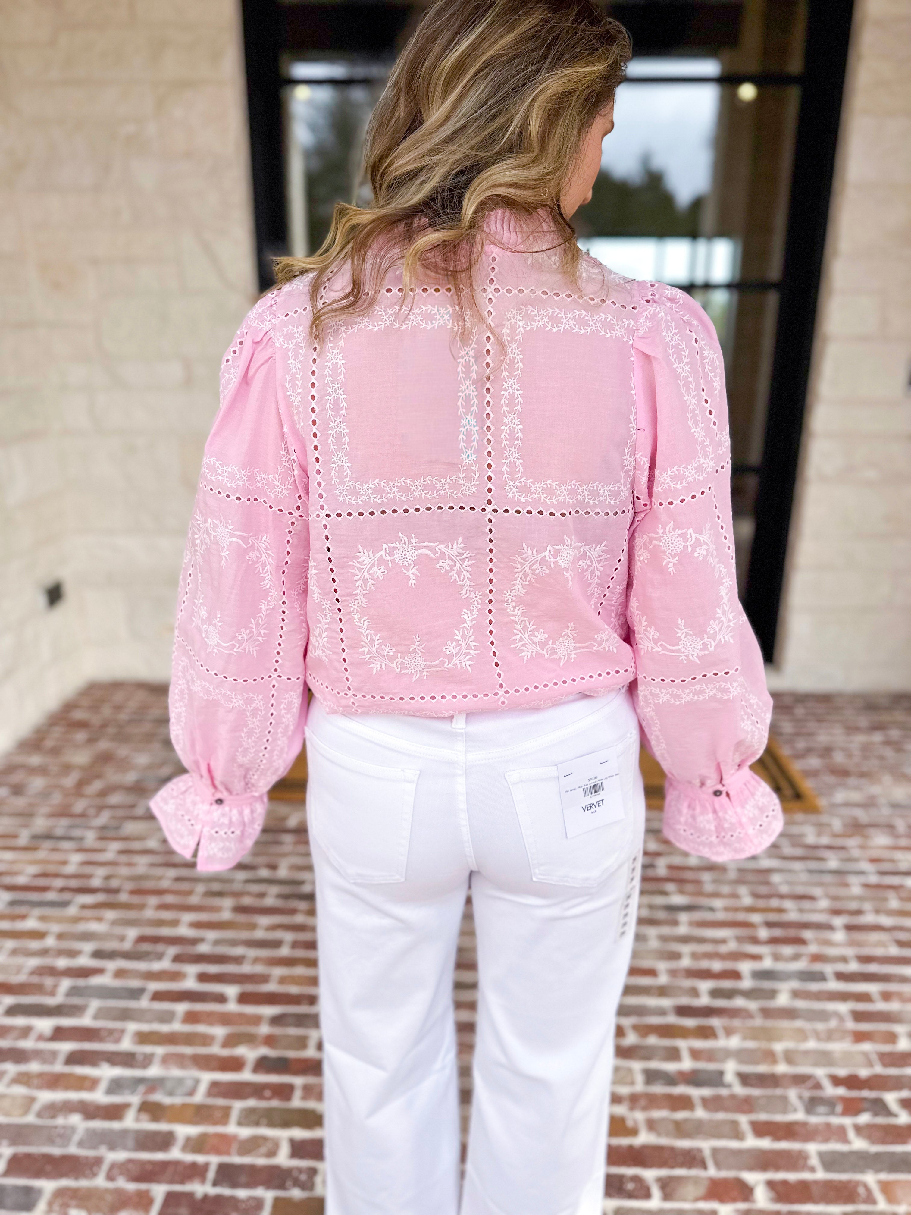Bloom Where You're Planted Blouse - Pink-200 Fashion Blouses-ENTRO-July & June Women's Fashion Boutique Located in San Antonio, Texas