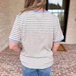 Casual Hangout Striped Tee - Blue-210 Casual Blouses-POLOGRAM-July & June Women's Fashion Boutique Located in San Antonio, Texas