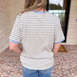 Casual Hangout Striped Tee - Blue-210 Casual Blouses-POLOGRAM-July & June Women's Fashion Boutique Located in San Antonio, Texas