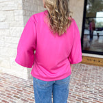 Easy Oversized Knit Top - Pink-230 Sweaters/Cardis-ENTRO-July & June Women's Fashion Boutique Located in San Antonio, Texas