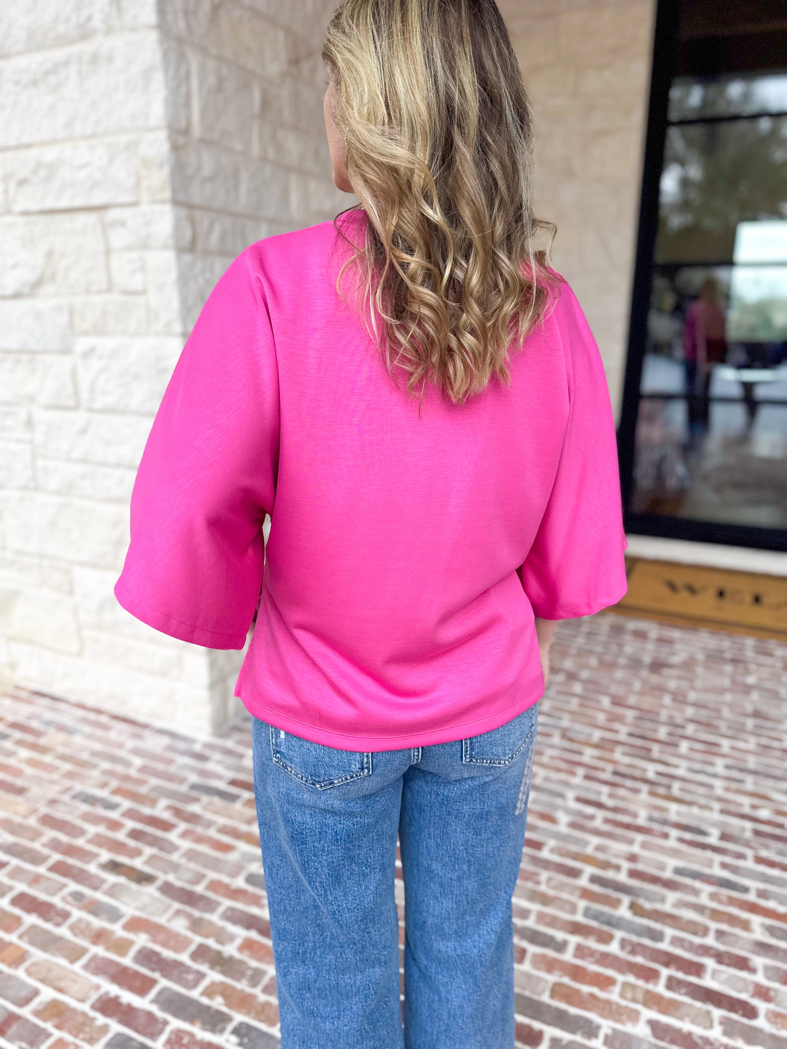 Easy Oversized Knit Top - Pink-230 Sweaters/Cardis-ENTRO-July & June Women's Fashion Boutique Located in San Antonio, Texas