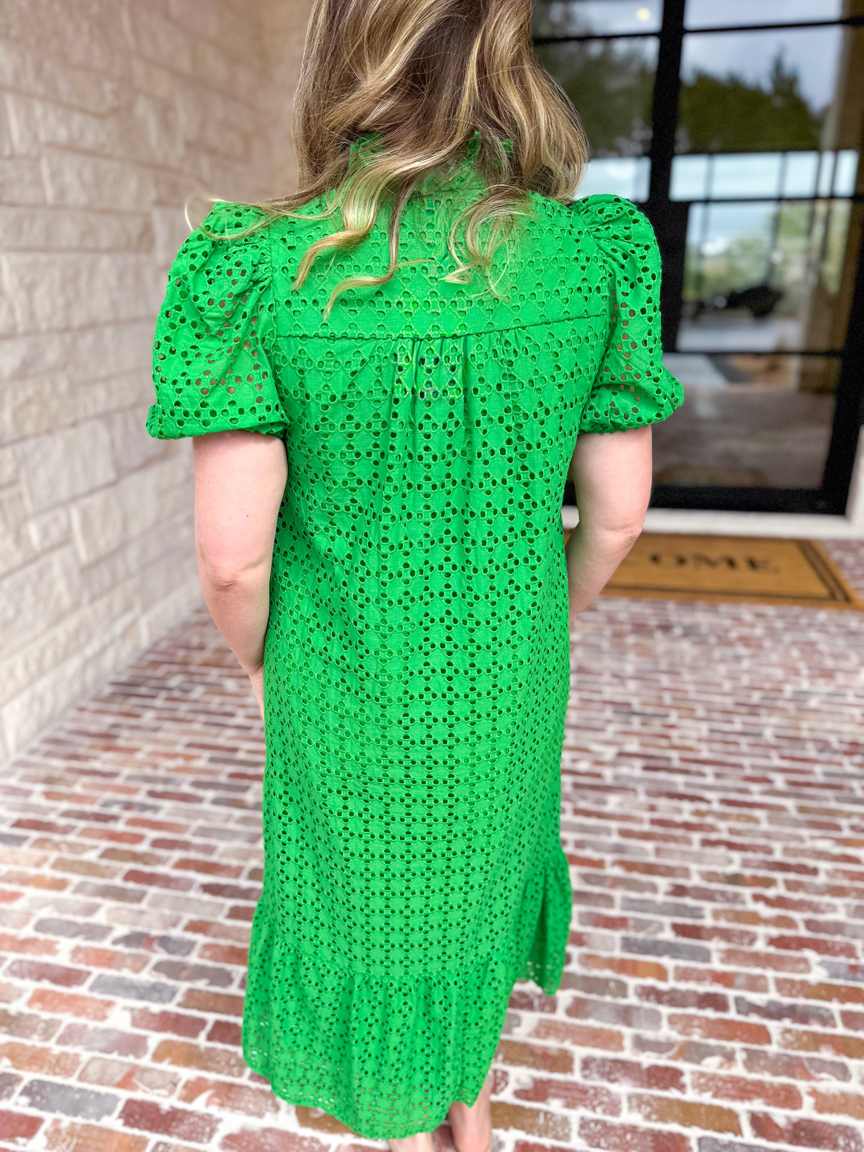 The Graceful Gathering Midi Dress - Green-500 Midi-ENTRO-July & June Women's Fashion Boutique Located in San Antonio, Texas