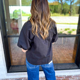 Feminine Everyday V-Neck Blouse - Black-200 Fashion Blouses-OLIVACEOUS-July & June Women's Fashion Boutique Located in San Antonio, Texas