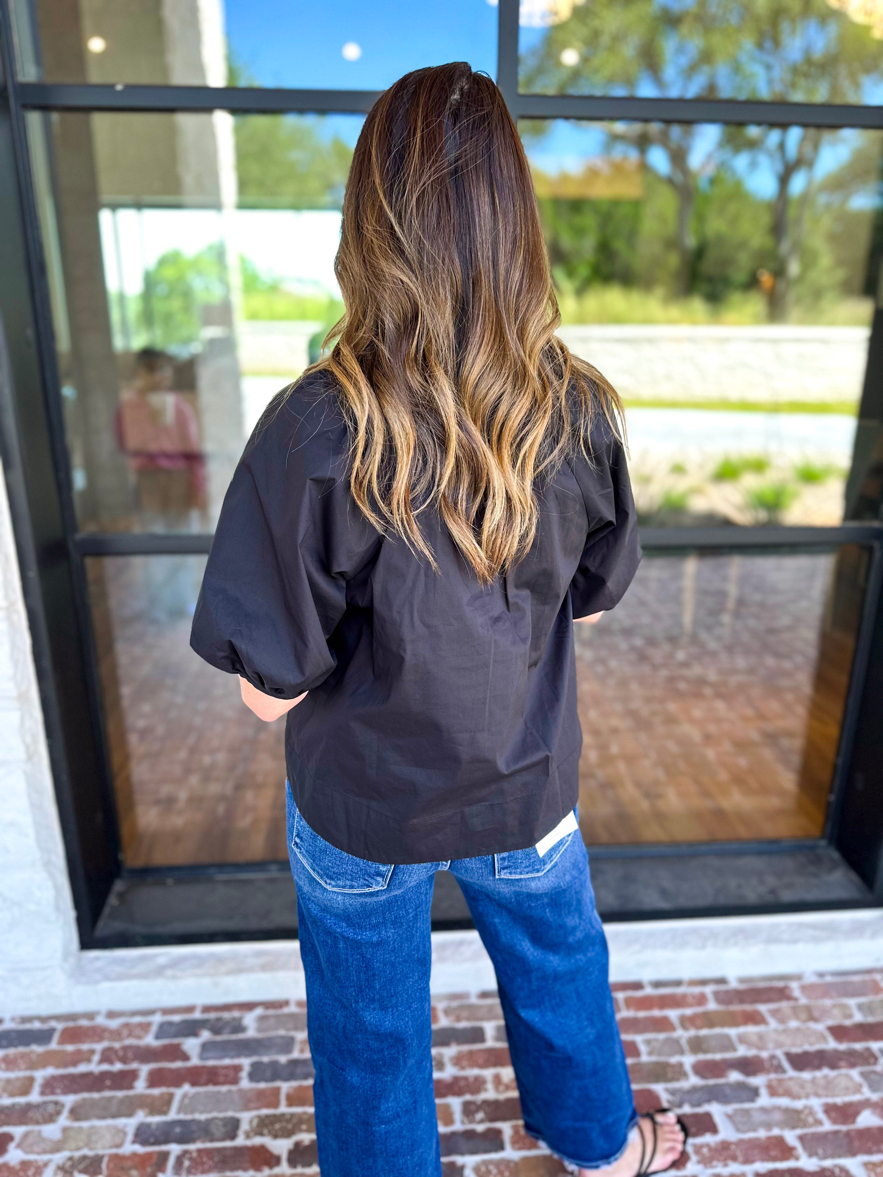 Feminine Everyday V-Neck Blouse - Black-200 Fashion Blouses-OLIVACEOUS-July & June Women's Fashion Boutique Located in San Antonio, Texas