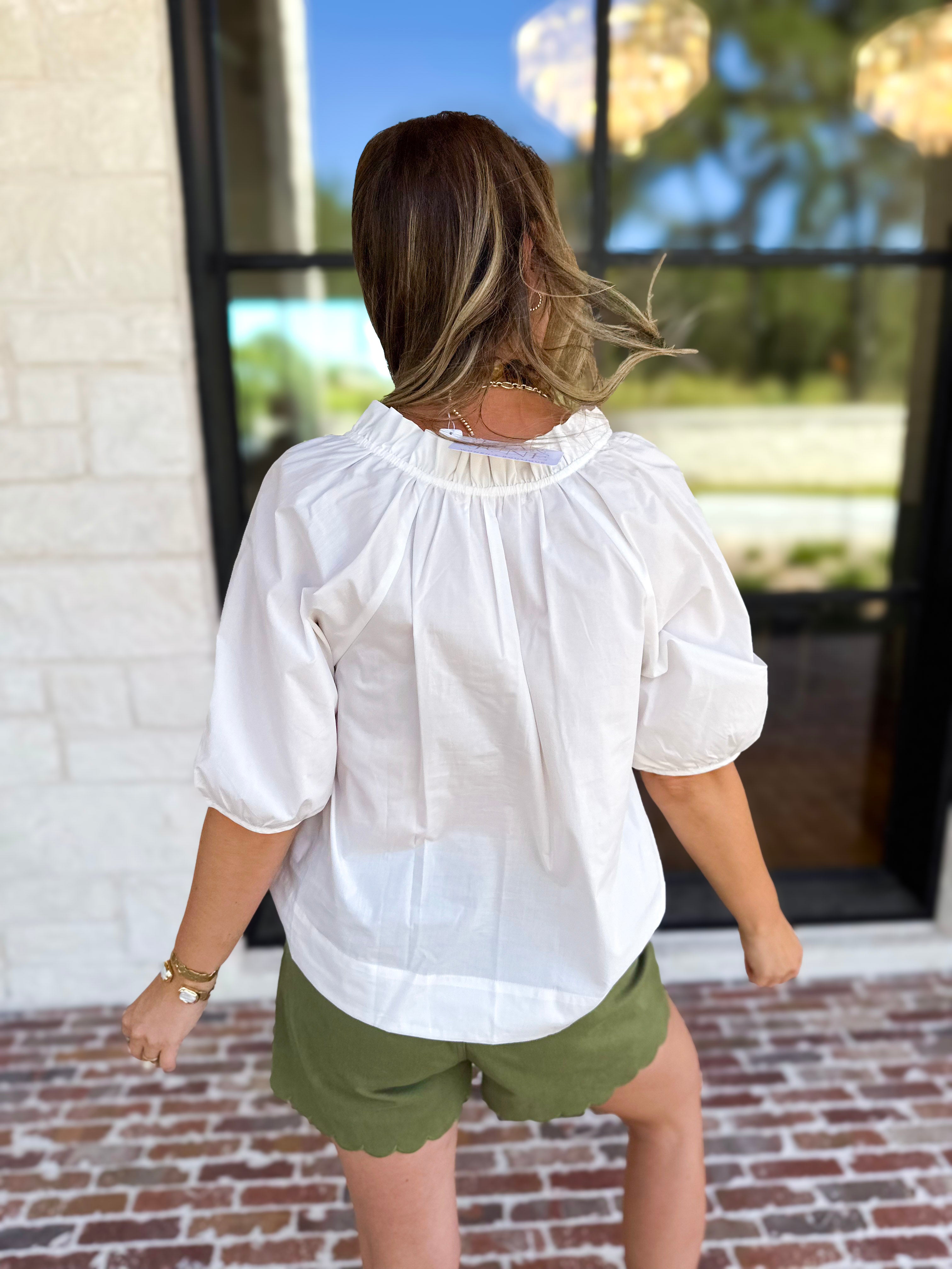 Feminine Everyday V-Neck Blouse - Cream-200 Fashion Blouses-OLIVACEOUS-July & June Women's Fashion Boutique Located in San Antonio, Texas