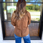 Feminine Everyday V-Neck Blouse - Chocolate Brown-200 Fashion Blouses-OLIVACEOUS-July & June Women's Fashion Boutique Located in San Antonio, Texas