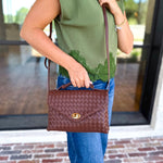 Harper Woven Crossbody Bag - Chocolate-130 ACCESSORIES-Moda Luxe-July & June Women's Fashion Boutique Located in San Antonio, Texas