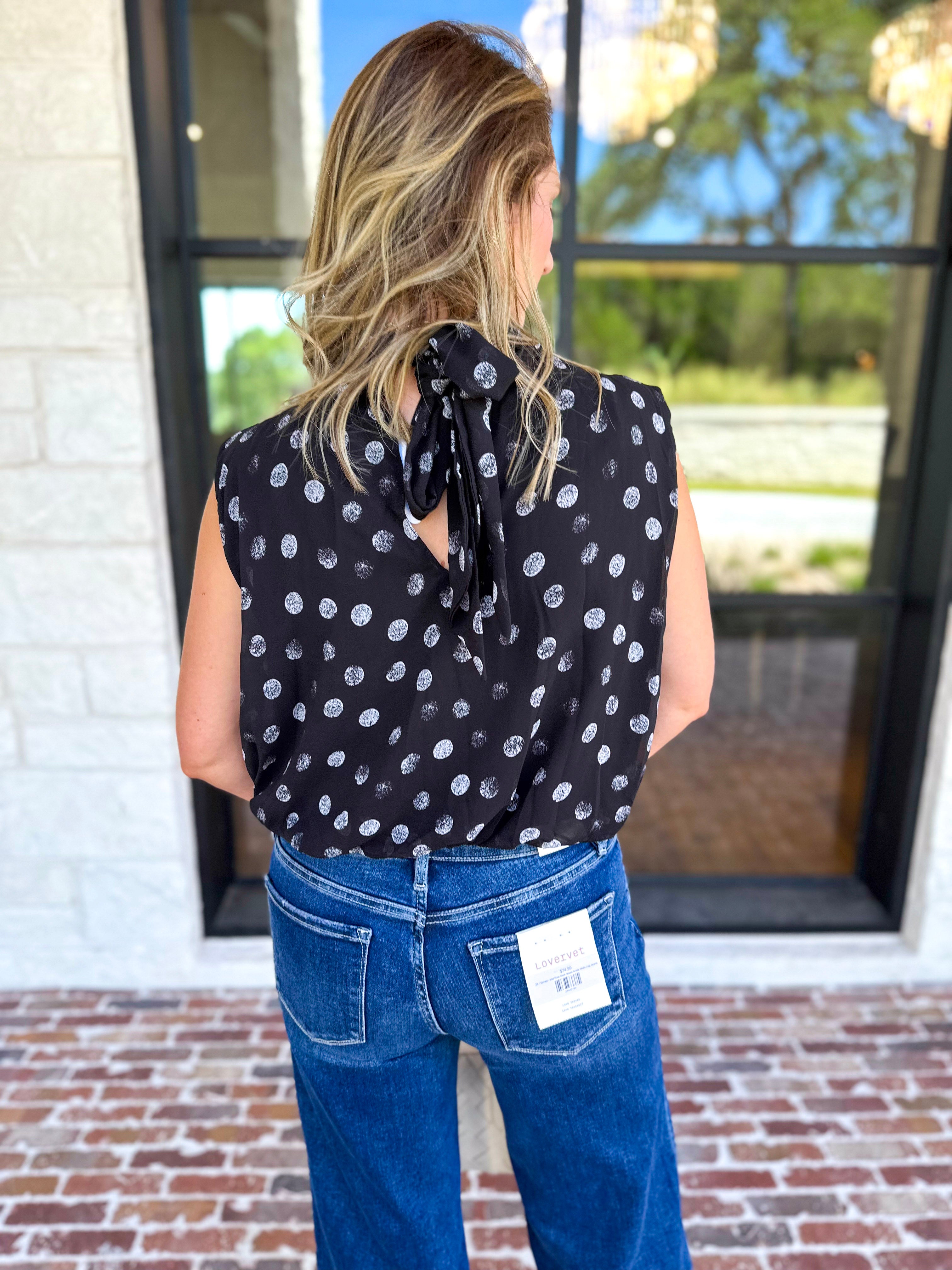 Date Night Polka Dot Top - Black-200 Fashion Blouses-ENTRO-July & June Women's Fashion Boutique Located in San Antonio, Texas